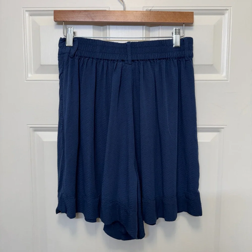 The Odells Womens Pleated High Waisted Shorts S Navy Pleated Herringbone Retro